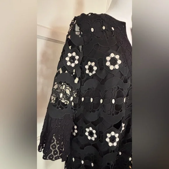 Anna Sui Black and White Floral Dress - Picture 3 of 4